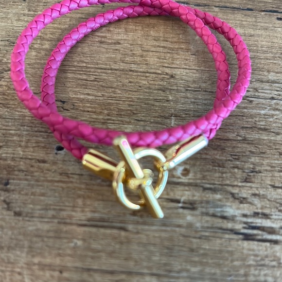 Pink Braided Bracelet with Gold Clasp - Picture 3 of 3